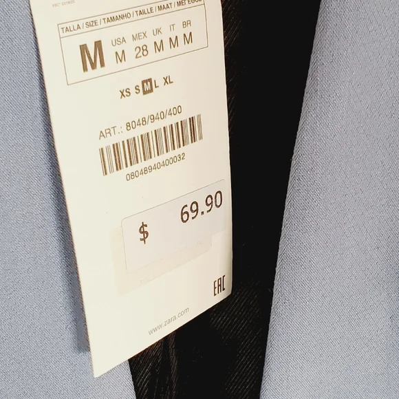 Zara collarless blazer blue size medium nwt new with tag long sleeve - Picture 6 of 9